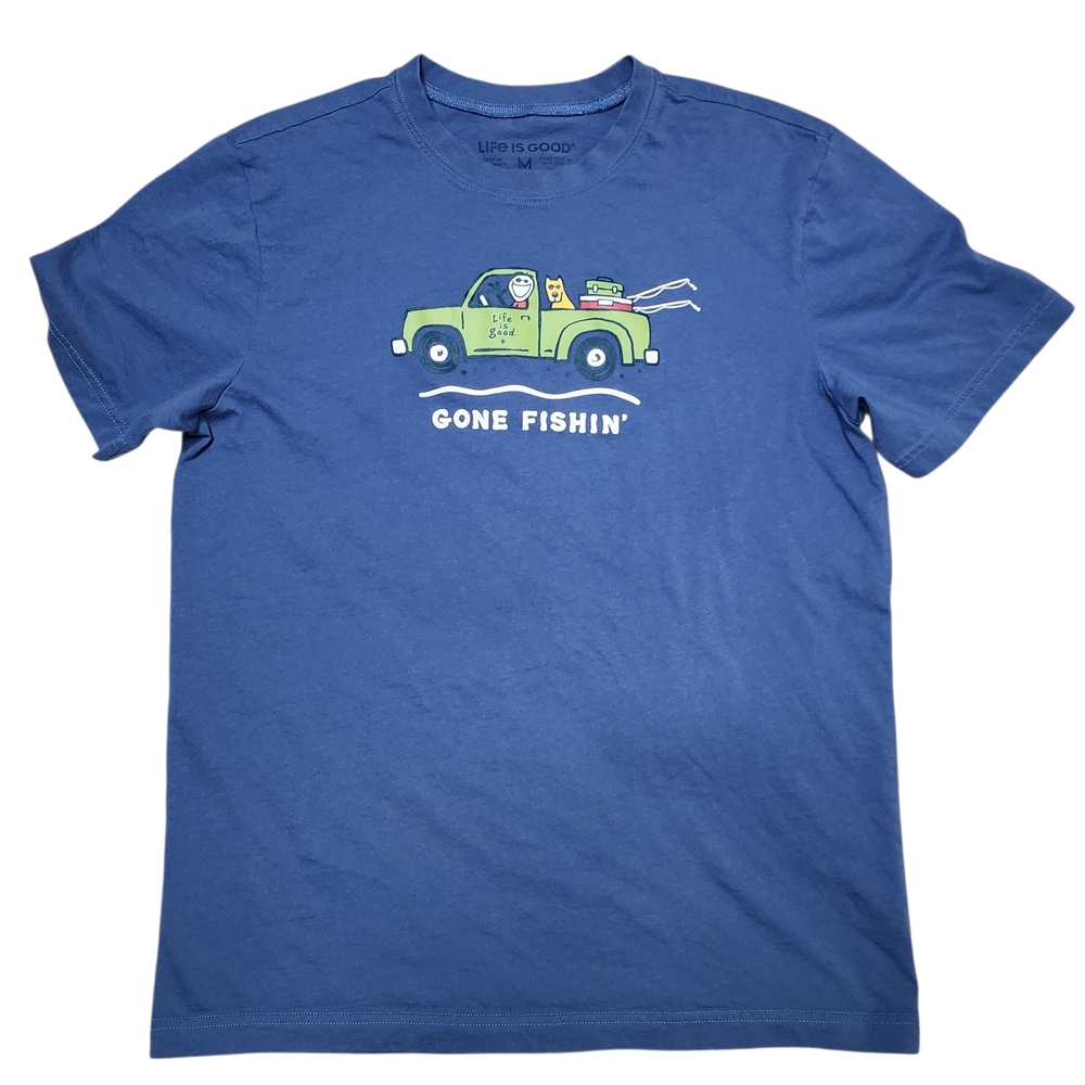 ​Life is Good Medium Gone Fishin Tee Shirt Flaw Noted